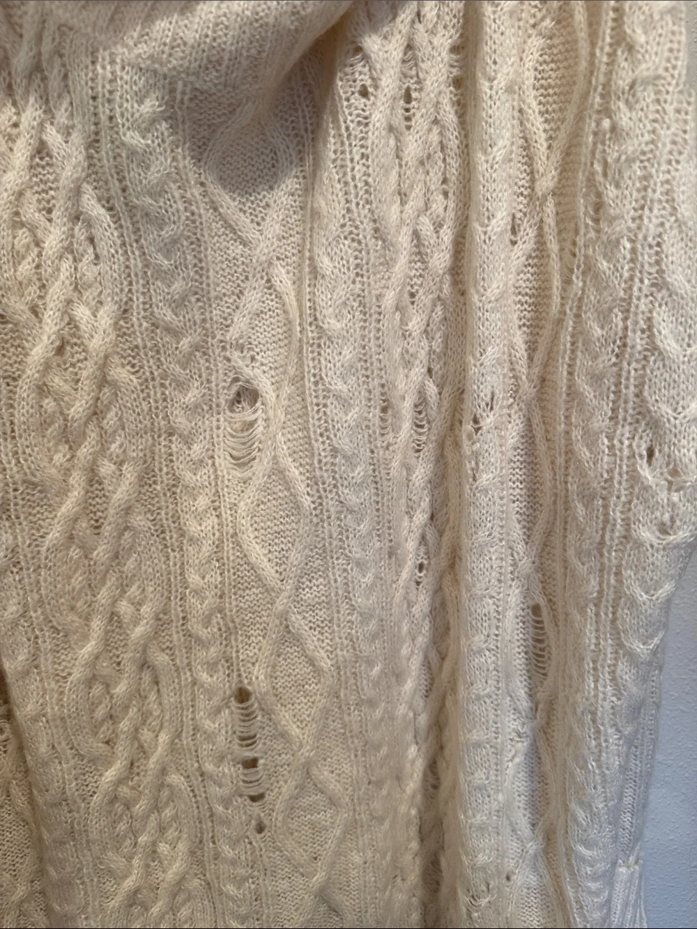 Free People EUC Cozy Cable Knit Cowl Neck Sweater - Cream
